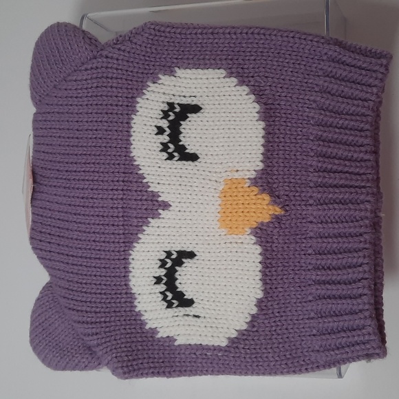 💥 3/$20 Promo - Creatology Little Girl's Lilac Owl Knit Hat & Rainbow Headband - Picture 1 of 11